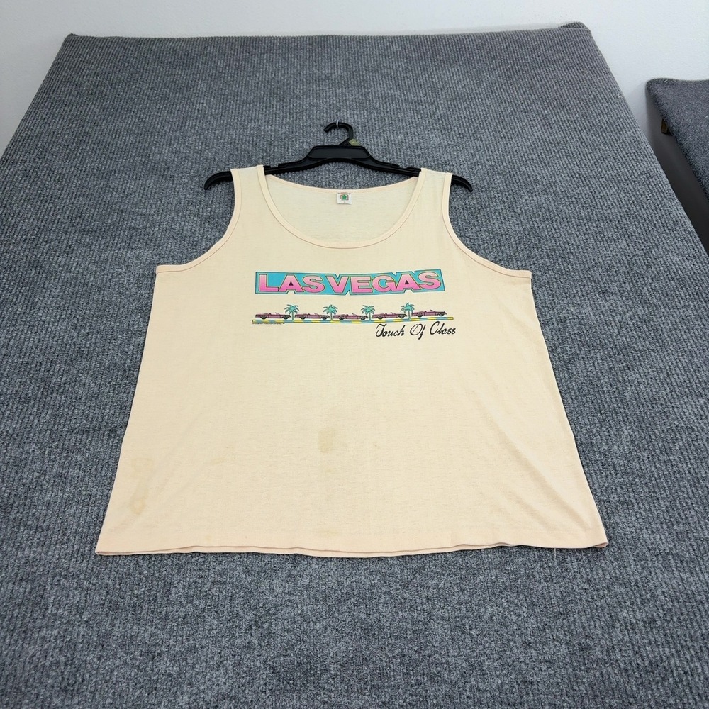 Vintage Las Vegas Desert Sportswear Tank Top L Tan Cotton Blend Graphic Retro